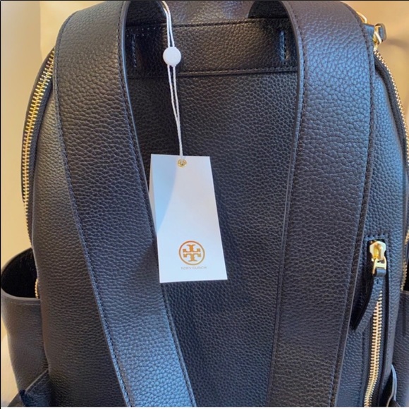 NWT Black Tory Burch Perry Bombe Leather Backpack - Picture 6 of 7